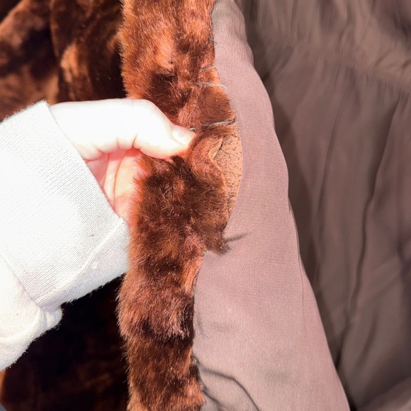 Vintage Real Fur Shearling Brown Trench Coat Size Medium Large - Picture 12 of 13